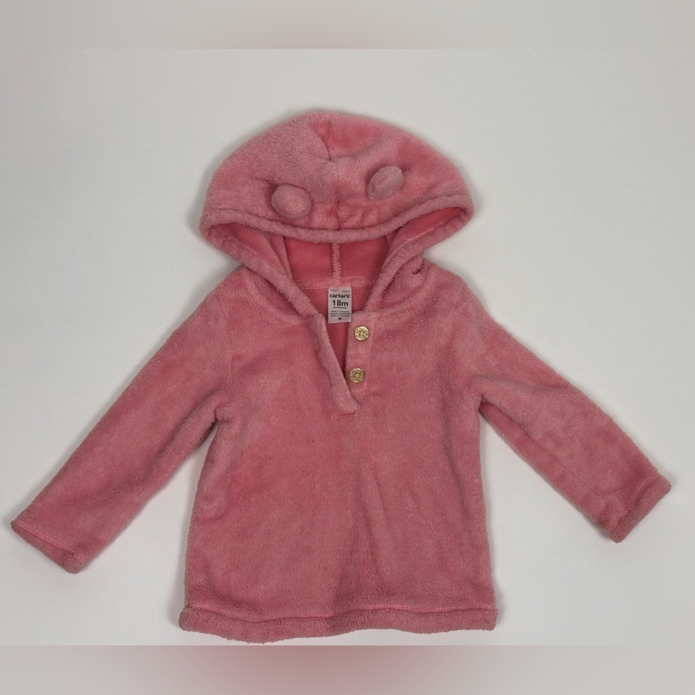 Toddler Girls Bear Long Sleeve Fleece Pull Over